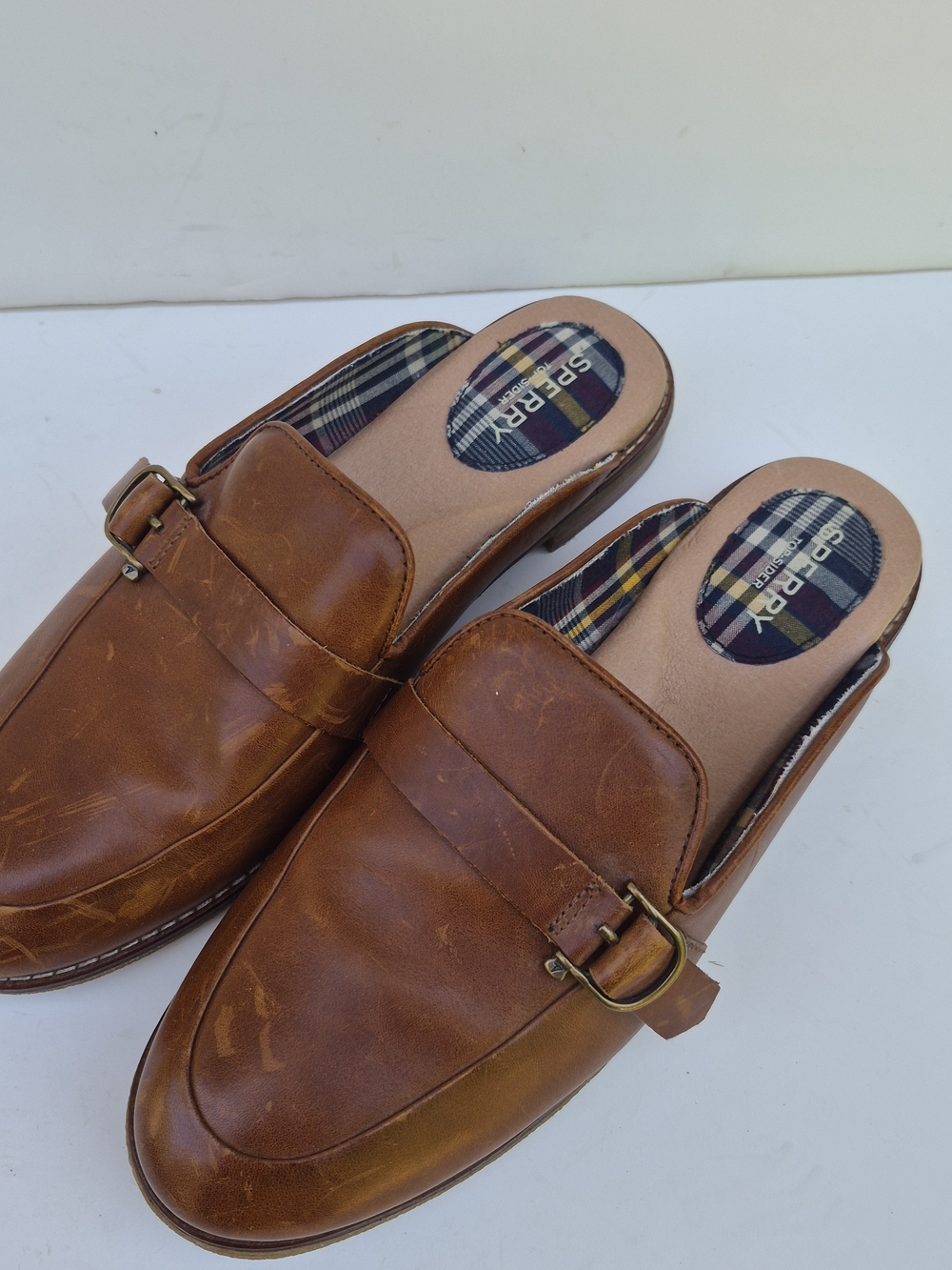 Sperry Women’s Tan Brown Leather Buckle Slip-On Loafers
